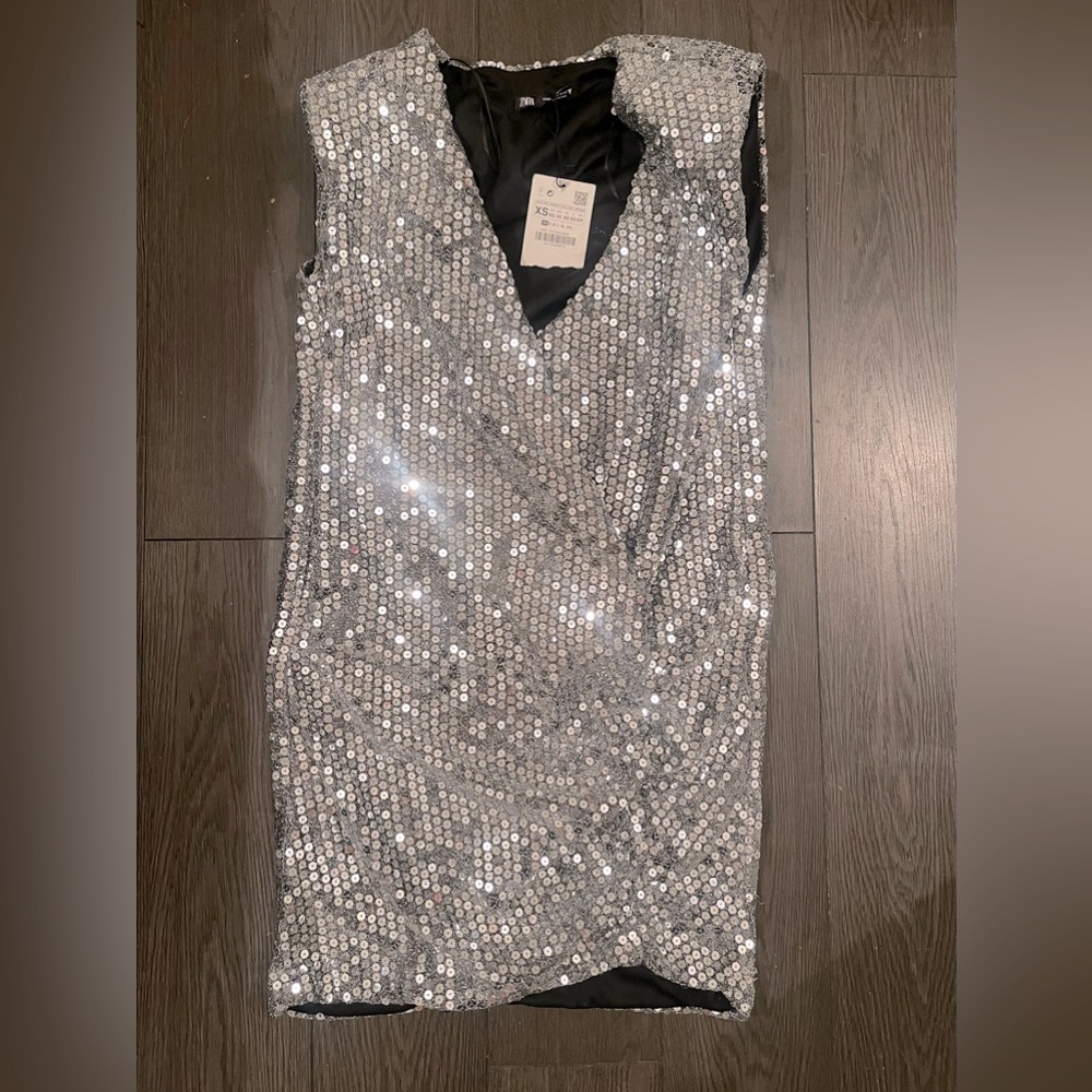 Zara Silver Sequin Mini Dress
